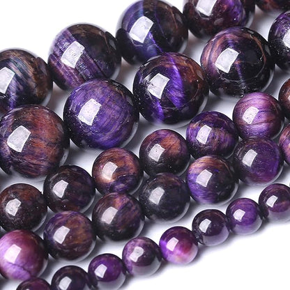 8MM Purple Tiger Eye Stone Beads Natural Gemstone Round Loose Beads - Image 2