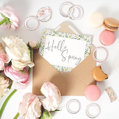 Whaline 12 Rolls Spring Floral Washi Tape Foil Gold Colorful Flowers Masking - Image 7