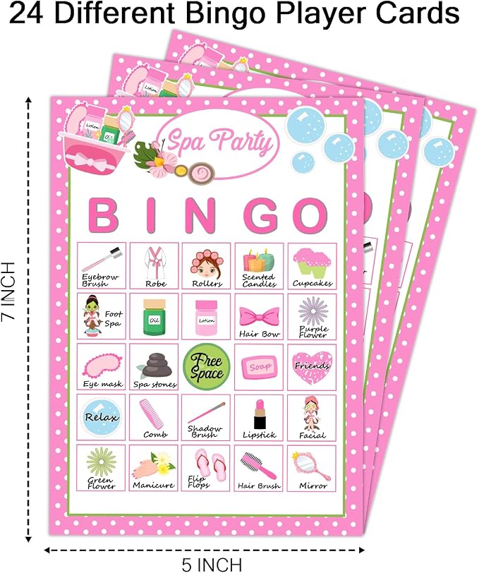 Spa Party Bingo Game Cards, Beauty Themed Bingo Card - Image 3