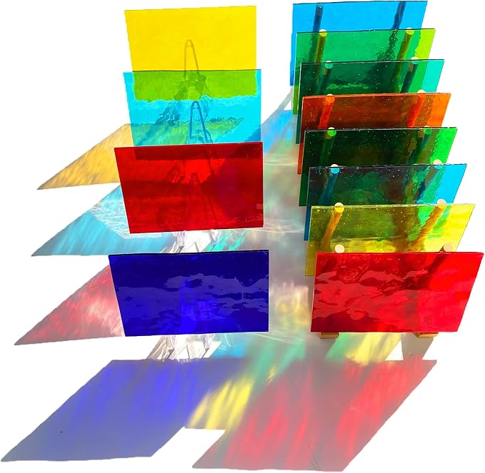 24 Sheets Rainbow Transparent Stained Glass Sheet Value Pack, 6 X 4 inches - Image 2