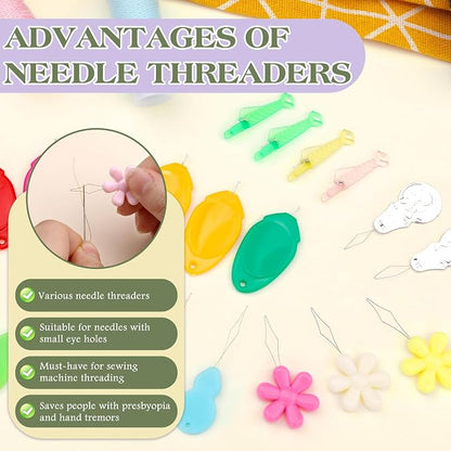 KAQRHFT 50 PCS Needle Threaders, Fish Mouth Sewing Machine Needle Threader - Image 3