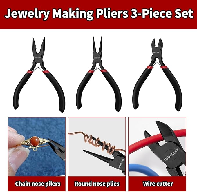 WISEUP 3 Pcs Jewelry Pliers Set - Image 3