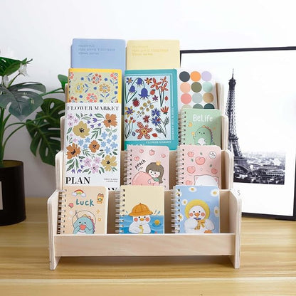 4-Tier Wooden Greeting Card Display Stand, Sticker Organizer Rack, Retail - Image 2