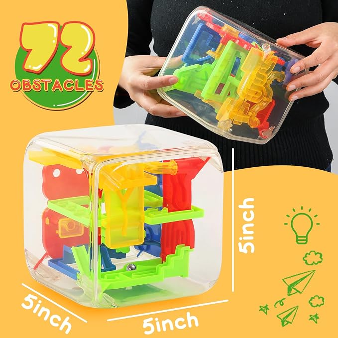 3 otters 3D Puzzle Maze Cube, 72 Obstacles Puzzle Cube Interactive Maze Game - Image 2