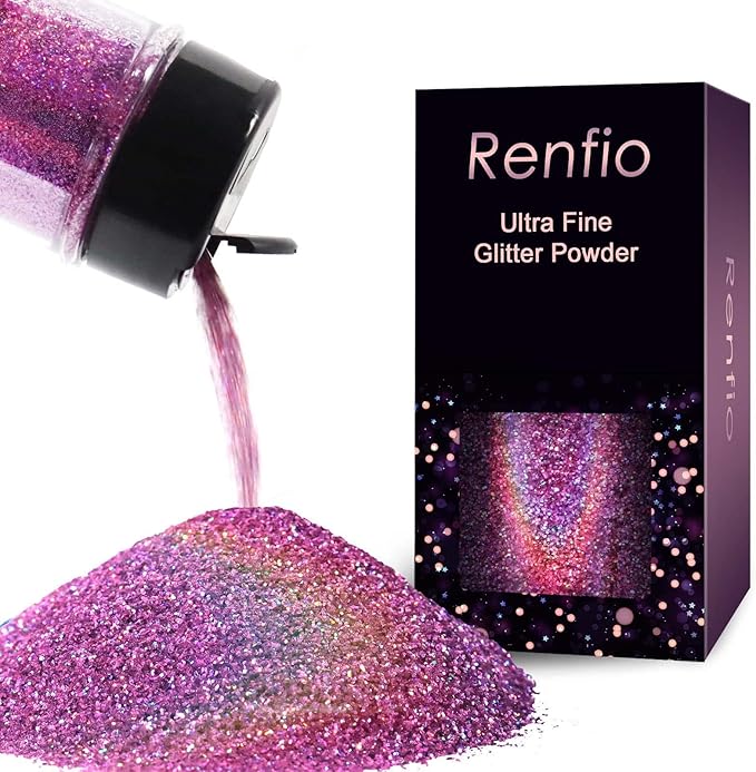 Renfio Holographic Ultra Fine Glitter Powder Metallic Resin Glitter 2.11 Oz PET by Renfio