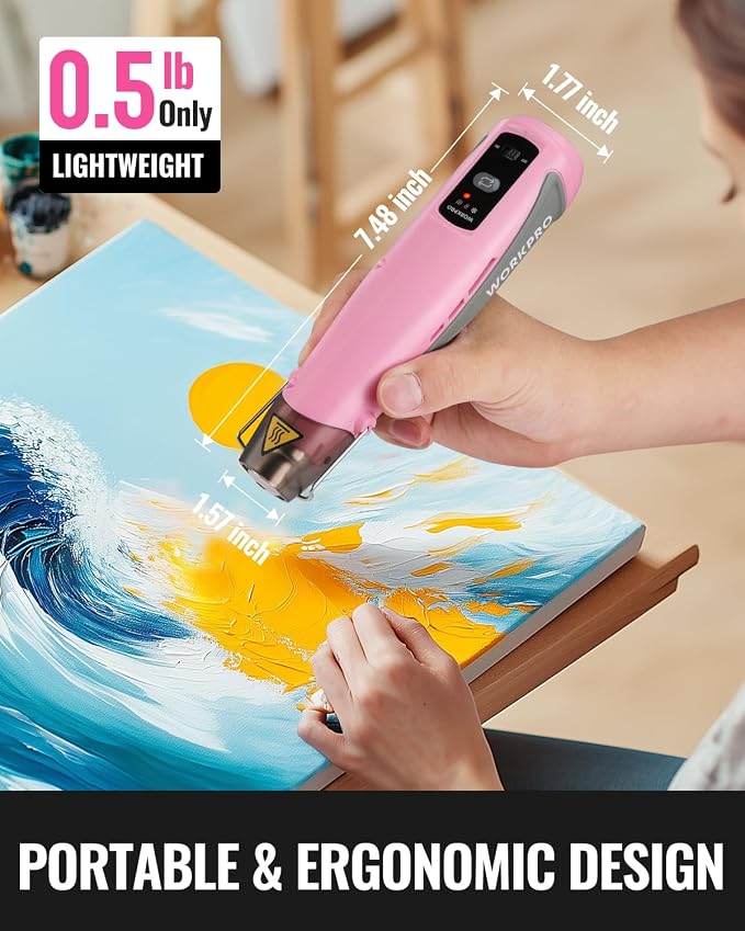 WORKPRO 7.2V Mini Cordless Heat Gun, 680℉ Hot Air Gun - Image 7