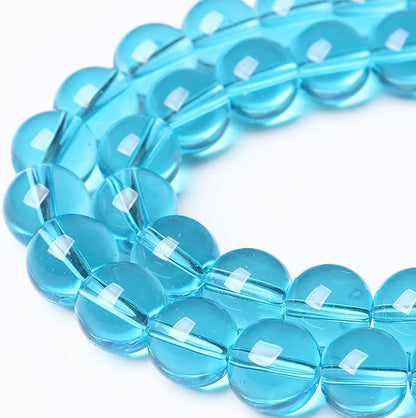 8MM Lake Blue Glass Beads Natural Gemstone Round Loose Stone Beads - Image 3