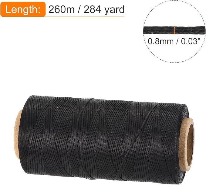 MECCANIXITY Waxed Thread, 284 Yard 0.8mm 150D Flat Wax Thread Polyester Waxed - Image 2