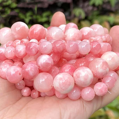 45pcs 8mm Natural Pink White Persian Jade Gemstone Beads Round Loose Spacer - Image 4