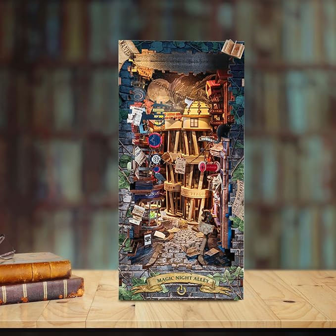 DIY Book Nook Kit, Dollhouse Booknook Bookshelf Insert Decor, 3D Wooden Puzzles - Image 6