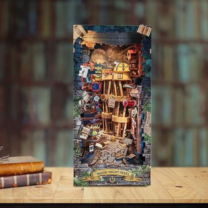 DIY Book Nook Kit, Dollhouse Booknook Bookshelf Insert Decor, 3D Wooden Puzzles - Image 6