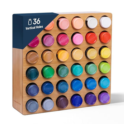 Bamboo Craft Paint Storage Organizer, 36-Hole Vertical Paint Rack Stand by Unknown