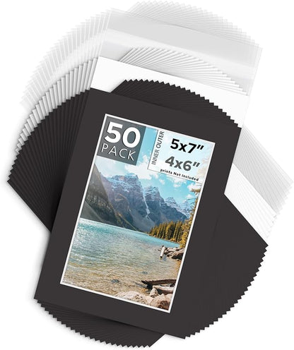 Mat Board Center, 5x7 for 4x6 Black Mat Kit by MatBoardCenter
