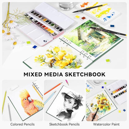 Lightwish Square Watercolor Journal, 100% Cotton, 300gsm/140lb, 20 Sheets Hot - Image 3