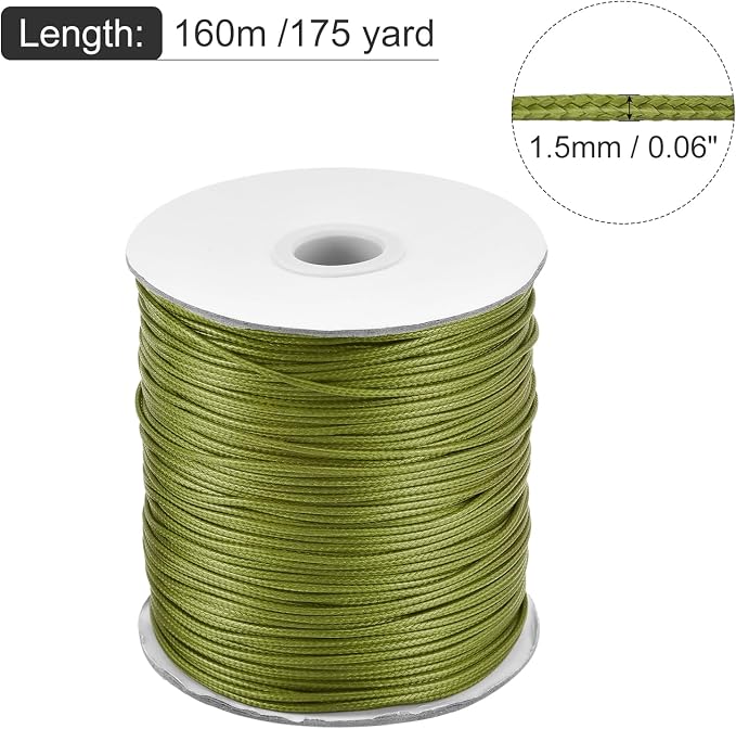 MECCANIXITY Waxed Cord 1.5mm Waxed Polyester Cord 175 Yard Wax String - Image 2