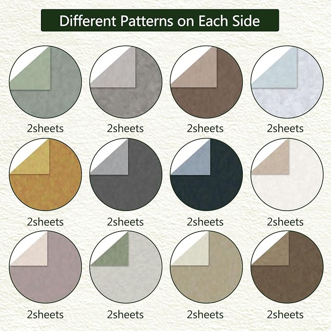 Scrapbook Paper 12x12 Solid Colors, 24 Sheets Earth Tones Crafting Papers - Image 3