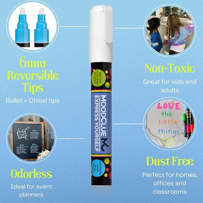 Liquid chalk markers erasable. 6 neon dry & wet erase marker pens - Image 6