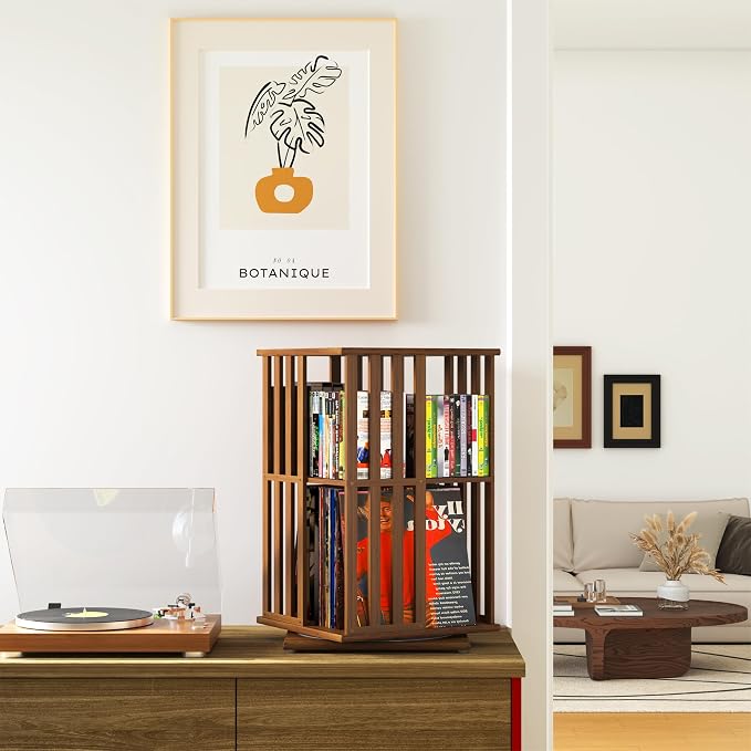 XIMN 360° Rotating Bamboo CD/DVD Shelf - Image 2