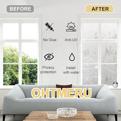 Window Privacy Film Decorative for Front Door, Bathroom Static Cling Stained - Image 3