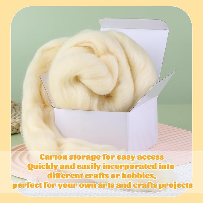3.53oz Wool Roving Yarn, Wool Felting Supplies, Pure Wools, Chunky Yarn - Image 8