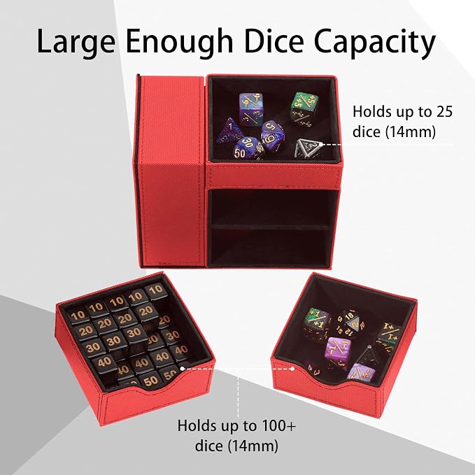 Dice Tray & Dice Tower Storage Box, 3 in 1 Dice Holder Case, Leather Magnetic - Image 3