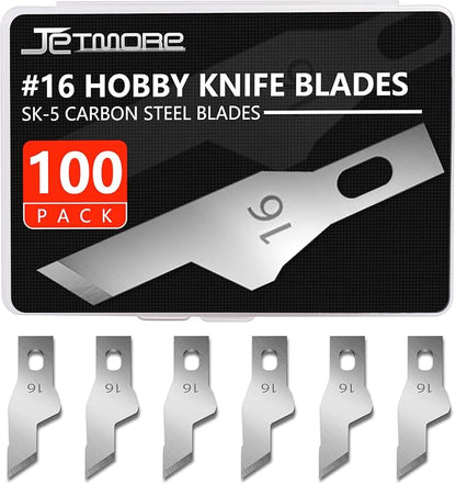 100 Pack Hobby Blades Craft Knife Blade Refill #16 Hobby Knife Replacement by Jetmore
