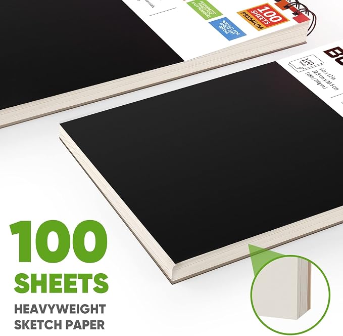 Soucolor Artist 9x12 Sketch Book Set, 4 Pack 100-Sheet Spiral Drawing Pads | - Image 4