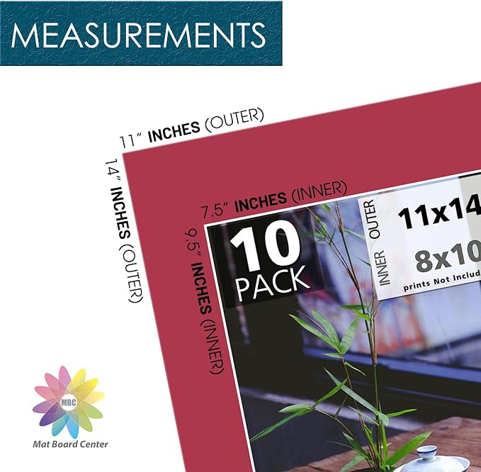 MBC Mat Board Center, Acid Free Pack of 10 11x14 Mixed Colors White Core - Image 4