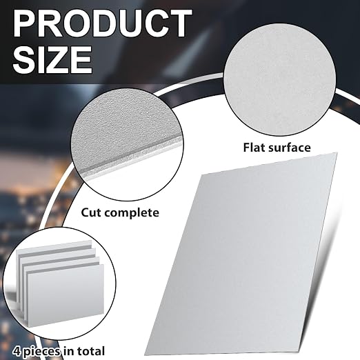 Hicarer 4 Pcs Mild Steel Sheet Cold Rolled 18 Gauge Metal Plate Weldable Metal - Image 3