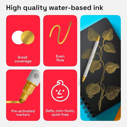 ARTISTRO 2 Gold Dual-Tip Acrylic Paint Pens - Image 5