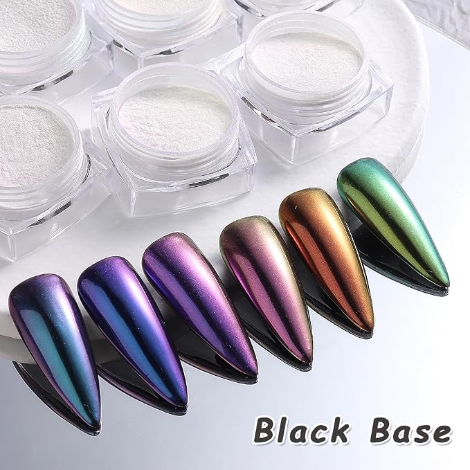12 Jars Mermaid Chrome Nail Powder, Iridescent Aurora Powder Pearlescent Dust - Image 5