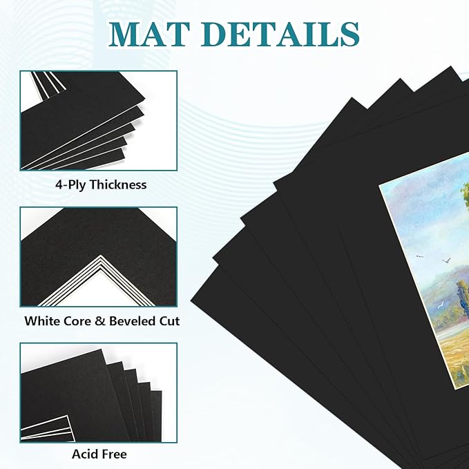 ZBEIVAN 8x10 Black Picture Mats - Image 3