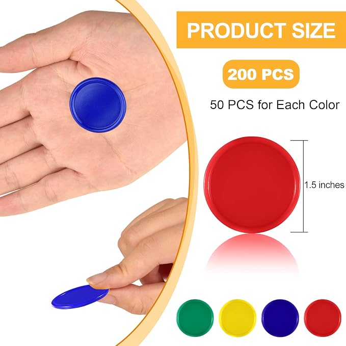 Coopay 1 1/2 Inches Plastic Poker Chips Learning Counters Disks Bingo Chip - Image 3