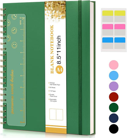 Blank Spiral Notebook Journal 8.5” x 11”, A4 Large Sketch Book by UEBZFOCS