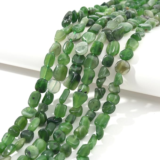 Green Canada Jade Pebble Nugget Oval Free Tumbled Stone 6-8mm Natural Gemstone - Image 2