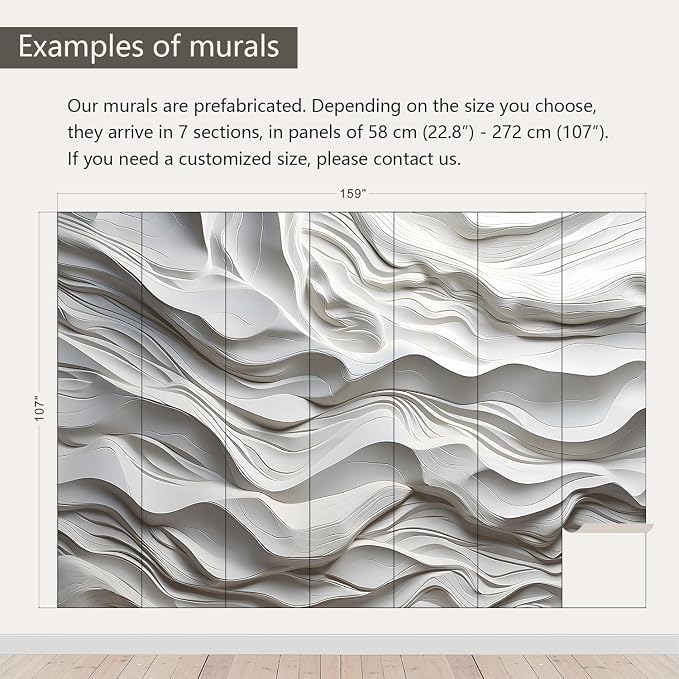 AFZEVEB-3D Stereo Relief Lines Living Room Background Wallpaper Mural 159"x107" - Image 3