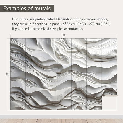 AFZEVEB-3D Stereo Relief Lines Living Room Background Wallpaper Mural 159"x107" - Image 3