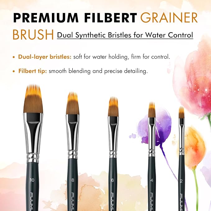 5pcs Dual-Layer Grainer Brush Set- Fuumuui Professional Synthetic Filbert Comb - Image 5