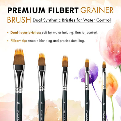 5pcs Dual-Layer Grainer Brush Set- Fuumuui Professional Synthetic Filbert Comb - Image 5