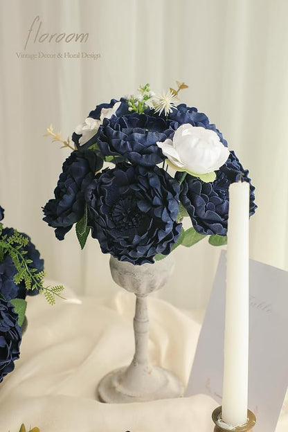 Floroom Artificial Flowers 16pcs 4" Navy Blue Blooming Peonies Real Looking - Image 3