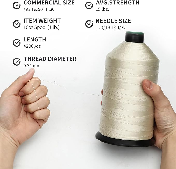 Extra Strong Bonded Nylon Thread #92 Tex90 – 16 OZ, Versatile Stitching Solution - Image 3