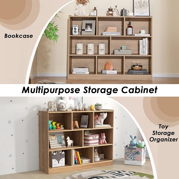 Toy Storage Organizer, 3-Tier Kids Bookshelf, 8 Cube Kids' Bookcases, Cabinets - Image 8