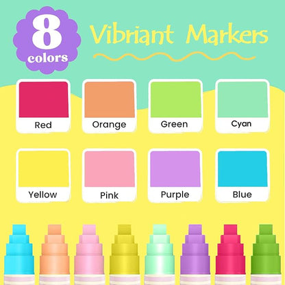 Window Chalk Markers for Cars Glass Washable, 8 Colors Macaron Jumbo Liquid - Image 2