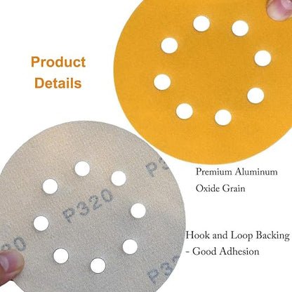5-Inch 8-Hole Hook and Loop Sanding Discs 320-Grit Random Orbit Sandpaper - Image 5