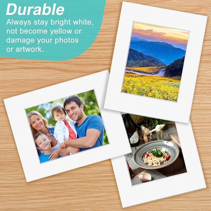 Phinus 8 Pack Picture Mats for Frames, Acid Free 11x14 Matted to 8x10, Picture - Image 6