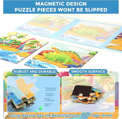 Magnetic Puzzles for Kids Ages 4-8, 3 in 1 Dinosaurs Magnet Jigsaw Puzzle Book - Image 5
