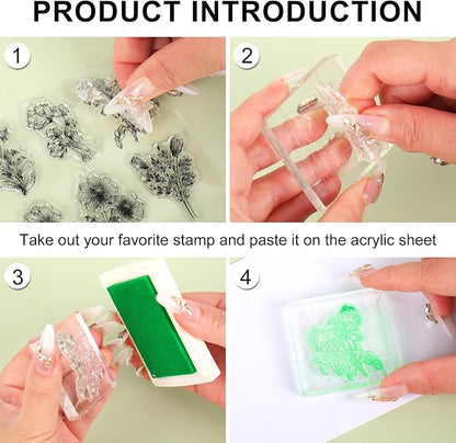 Whaline 5 Sheets Wildflower Clear Stamps Floral Leaves Butterfly Silicone - Image 3