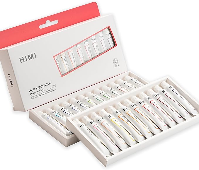 HIMI Gouache Paint Tube Set -24 Colors 12ml, by HIMI