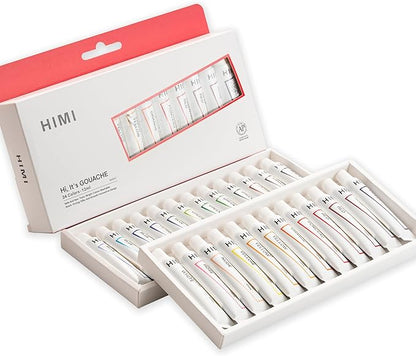 HIMI Gouache Paint Tube Set -24 Colors 12ml, by HIMI