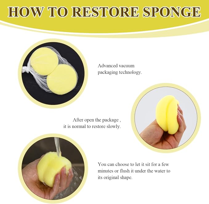 12 Pcs Pottery Sponges, Paint Sponges Tools, Round Big Yellow Sponge - Image 3